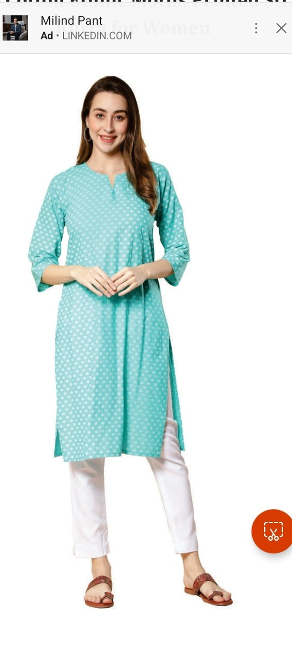 FABCLUB  Cotton Ethnic Motrfs Printed  Straight Kurta For Women  126 - Aqua, XXL