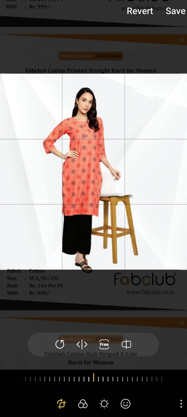 FABCLUB  Cotton Printed Straight Kurti For Women  068 - As image, L