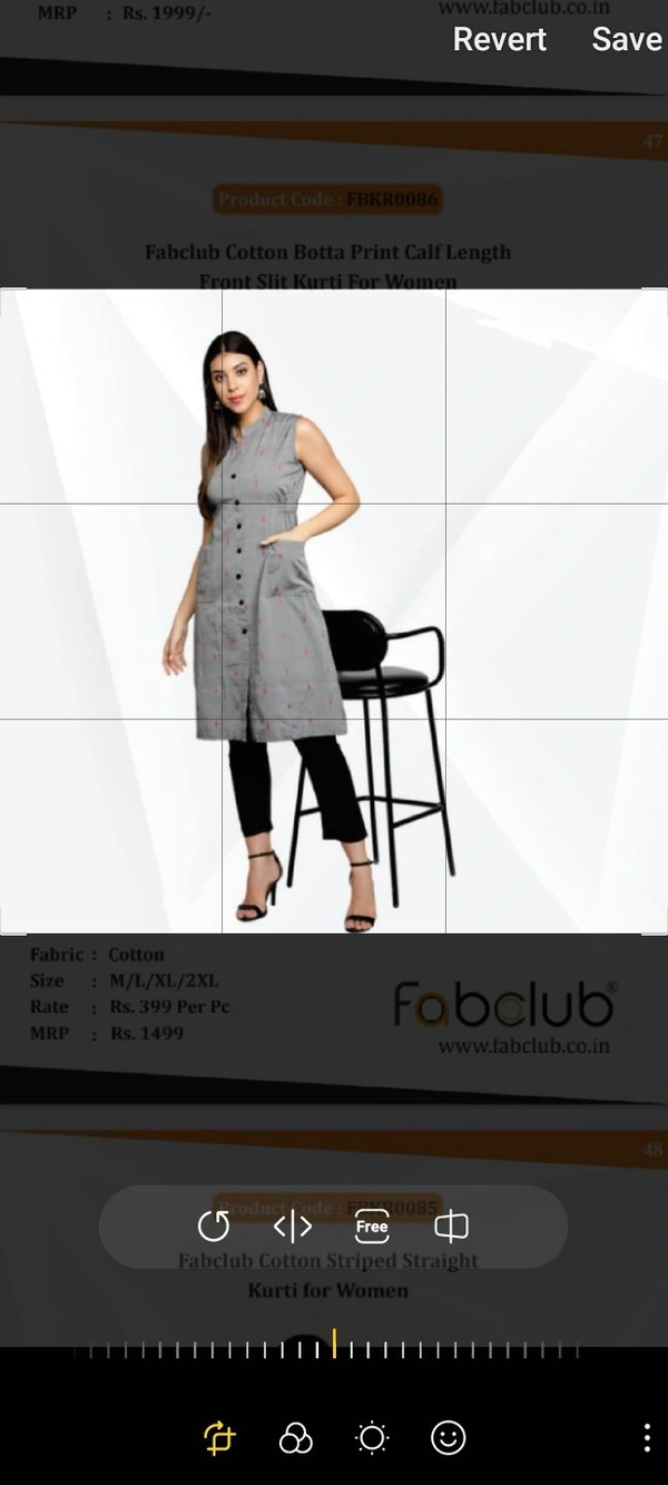 FABCLUB  Cotton Botta Print Calf Length Front Slit Kurti For Women  086 - As image, M