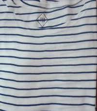 S4S TEX STRIPED 3/4 Th SLEEVE T SHIRT 9A1 - White/ Navy Striped, L