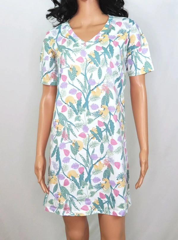 Anko ANKO PRINTED NIGHTSHIRT 5B1 - White / Leaf AOP, L (12)