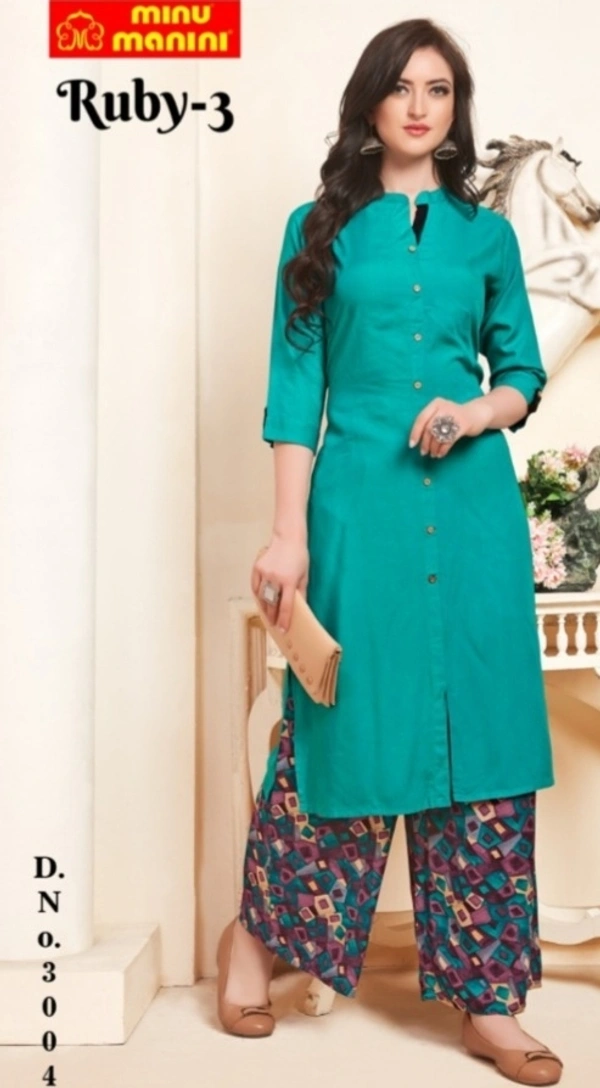 Minu Ruby 3 Rayon Long Kurti  - As image, XL