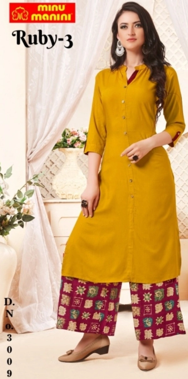Minu Ruby 3 Rayon Long Kurti 009 - As image, XL