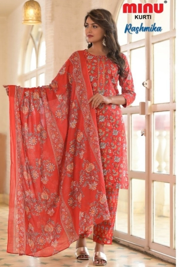 Minu Rashida Combo Whit Dupatta  Kurti 003 - As image, XL
