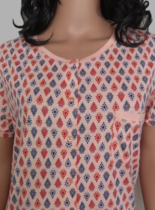 Shyla SHYLA PRINTED NIGHTSHIIRT 9C3 - Peach AOP, L