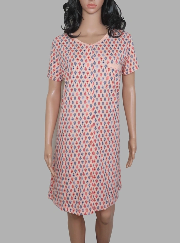 Shyla SHYLA PRINTED NIGHTSHIIRT 9C3 - Peach AOP, XL