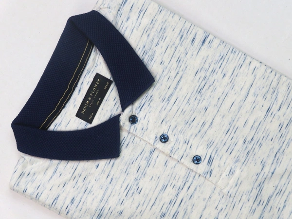 DENIM & FLOWER SLUB JERSEY POLO 2F1 - Ecru, L