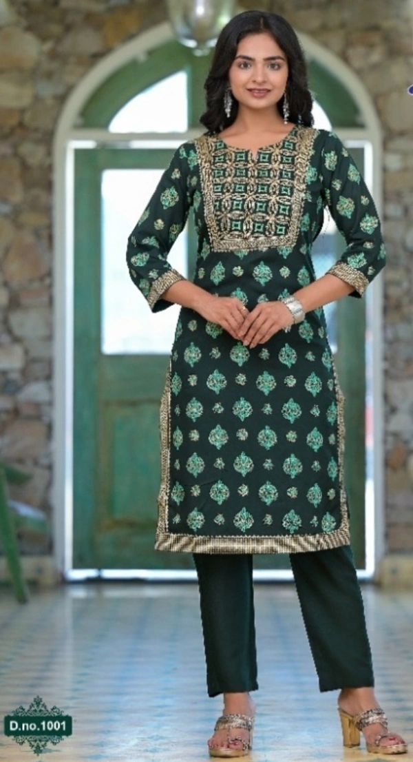 Minu PrathistaCombo Kurti  002 - Teal, XL