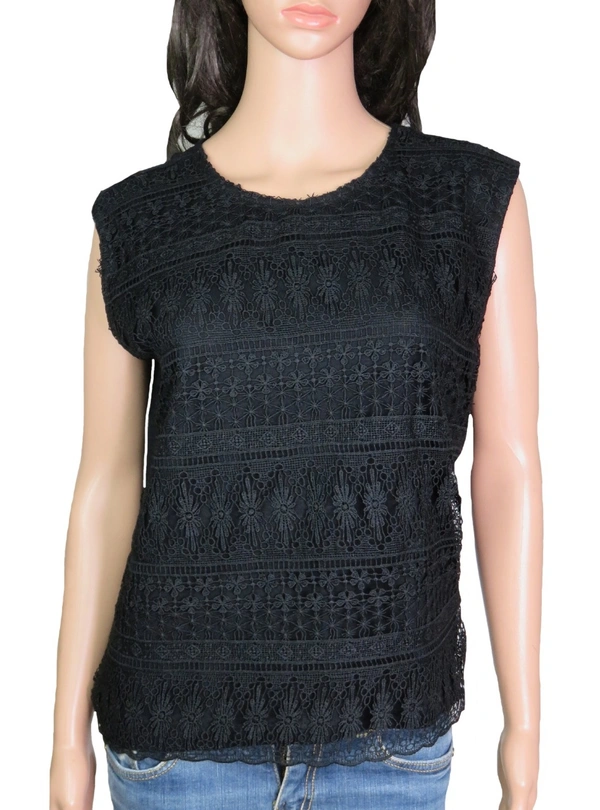 ELGHT2NINE LADIES CROCHET TOP 657 - Black, L