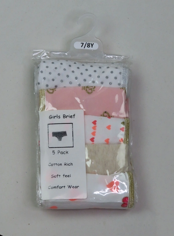 S4S GIRLS 5 PACK BRIEFS 5L3 - Mixed Colours, 5/6 Years