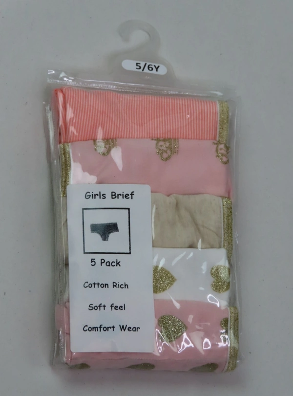 S4S GIRLS 5 PACK BRIEFS 5L3 - Mixed Colours, 5/6 Years