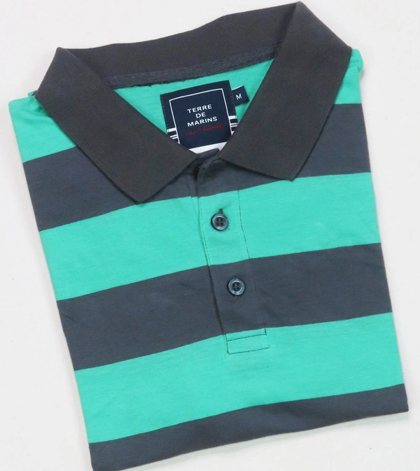 TERRE DE MARINS RUGBY STRIPED POLO  0A1 - Green  Striped, M
