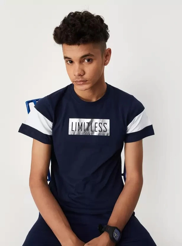 MAX (Lable Cut)  MAX BOY PRINTED TSHIRT  5A6 - Navy, 11-12y