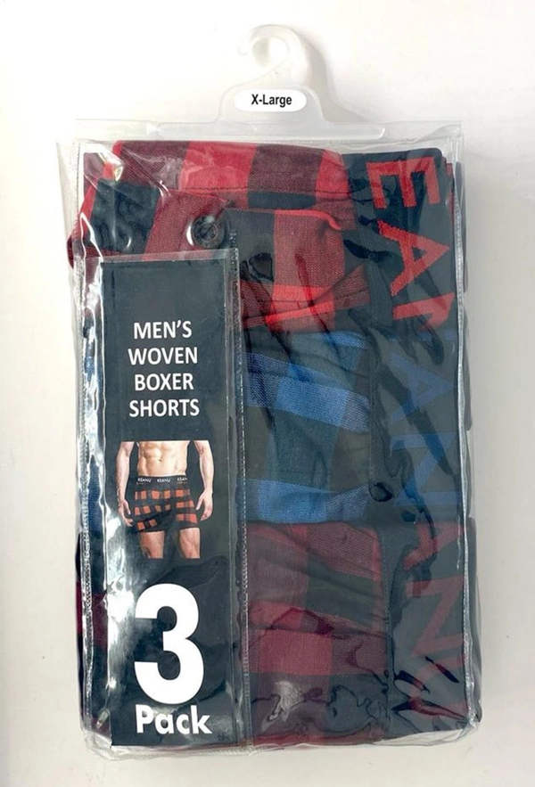 KEANU MENS 3 PCS PACK WOMEN BOXER SHORTS 3A1 - Mixed Colours, XXL