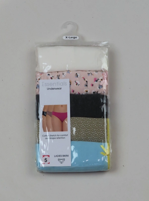 Twenty 4 and CLOSET TWENTY 4 LADIES 5 PACK BIKINI BRIEFS 5B1 - Mixed Colours, XL