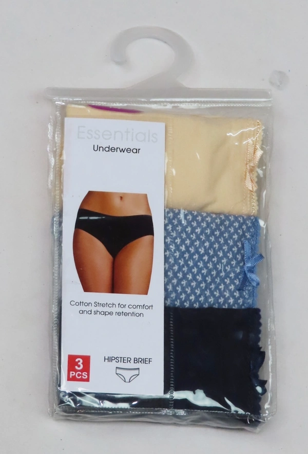 REDTAG LADIES 3 PACK STRETCH HIPSTERS 2H3 - Mixed Colours, 80 cms