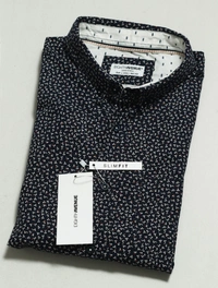 ELGHTHAVENUE  MENS SLIMFIT COTTON SHIRT  4N1 - Navy AOP, L