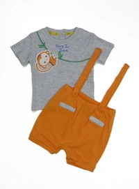 Neutral BABY BOY 2 PIC SET 0A2 - Grey / Melange / Orange, 0-3m