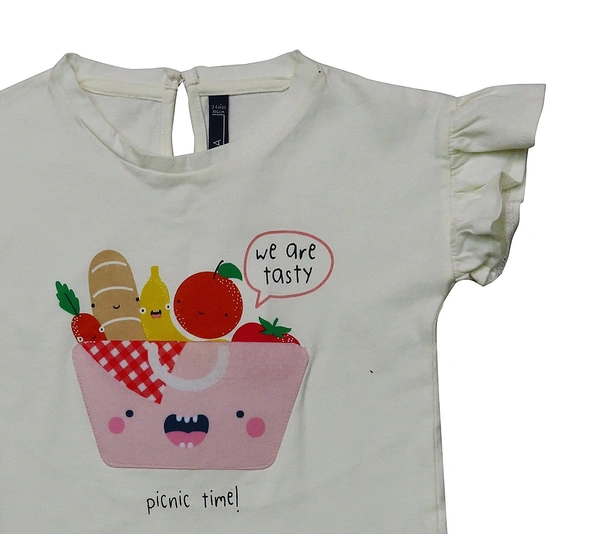 C&A BABY GIRLS PRINTED N APPLIQUE  TOP - 2/3y