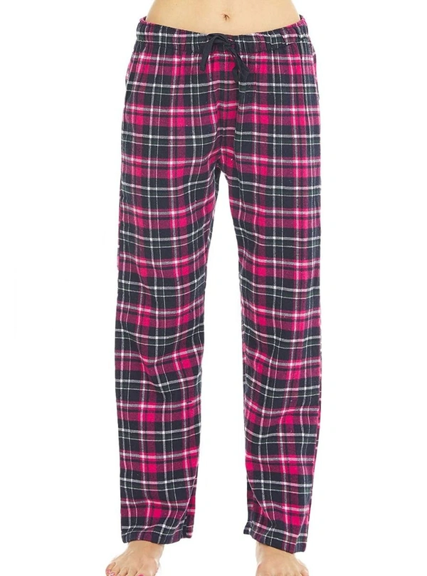 CARNIVAL INTIMTES CARNIVAL LADIES FLANNEL LOUNGE PANTS - Fuchsia/Dark Navy Checked, XL