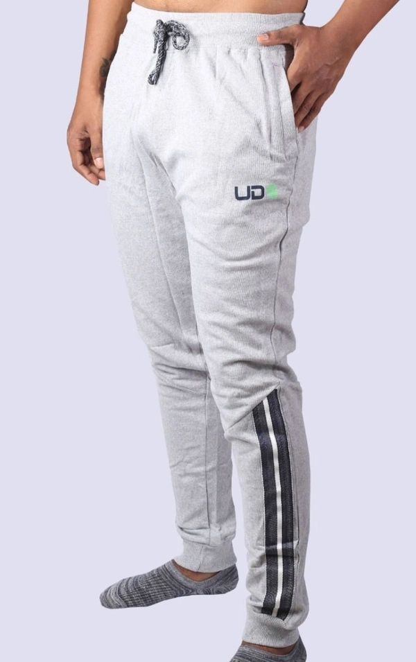 REDTAG MENS FRENCH TERRY JOGGERS TWILL TAPE 3OJ - Grey Melange Black Pannel, XXL