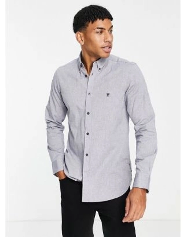 FRENCH CONNECTION MENS OXFORD WOVEN SHIRT 34F - grey, XL