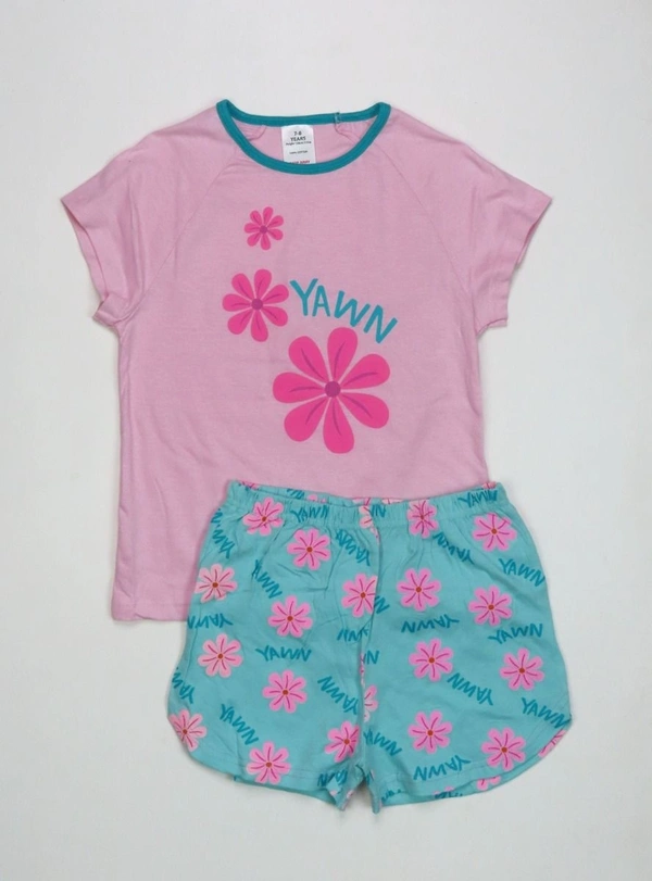 Neutral  GIRLS PRINTED SHORTY SET 41A - Pink, 7-8 Years