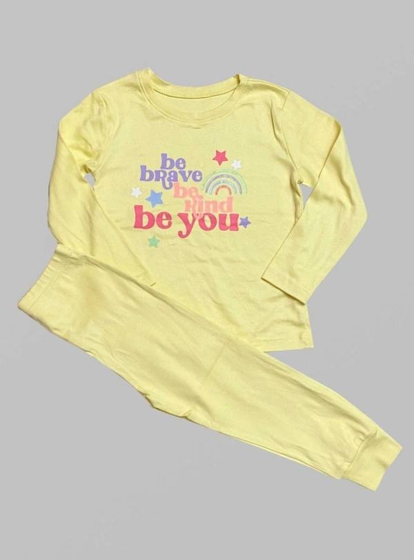 DUNNES STORES  DUNNES GIRLS PRINTED PYJAMA SET 14E - Yellow, 18-23 M