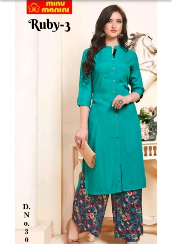 Minu Ruby 3 Rayon Long Kurti - As image, M