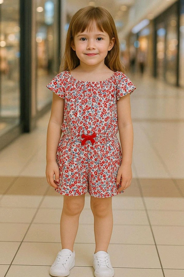 S4S Girl Printed Dungaree  - Just Right, Good Quality, 2y