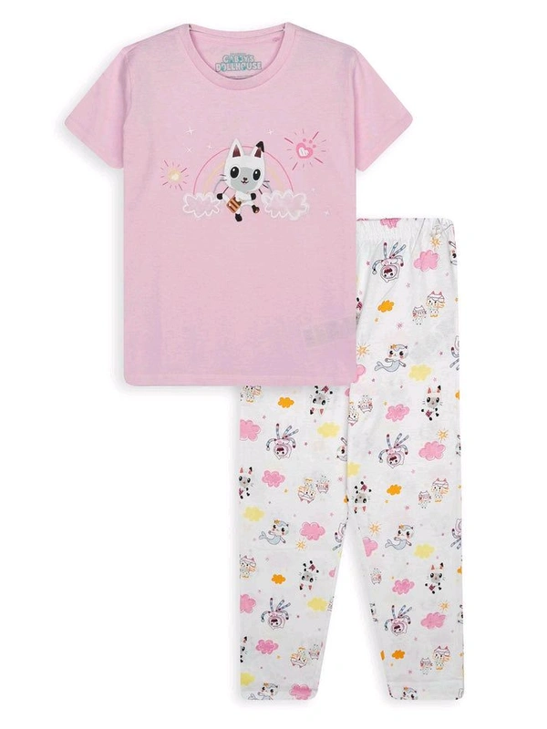 Gabby's Dallouse  Girl Printed Pyjama Set 6A7 - Pink, Good Quality, 9 Years