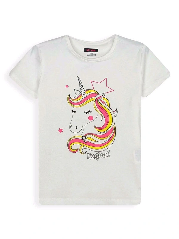 Lil Chic  Girl Printed Stretch Top  - White, 3y, Good Quality