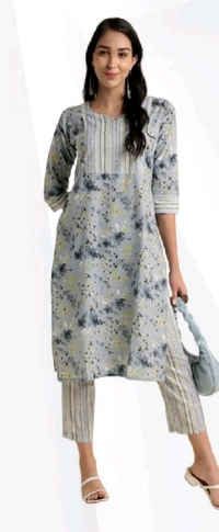 Alka Cotton Blend Floral Printed Straight Kurta 002 - Light Beige, 3XL