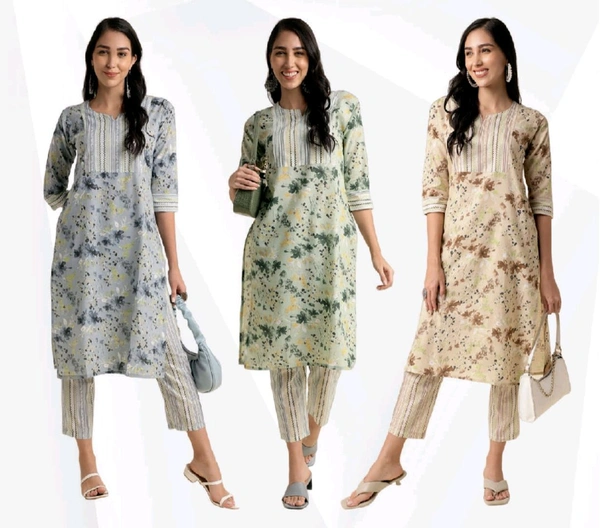 Alka Cotton Blend Floral Printed Straight Kurta 002 - Light Green, S