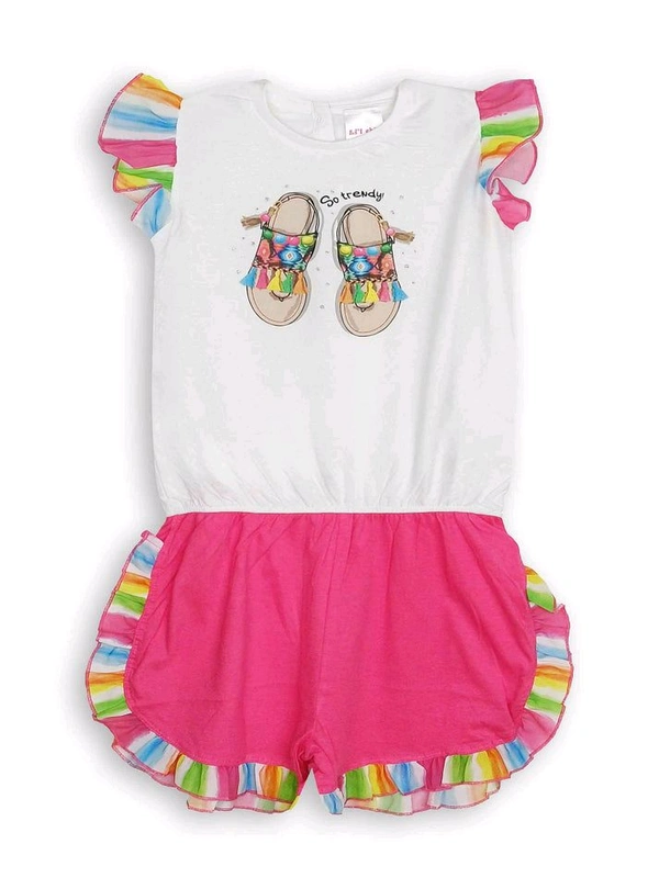 In Fuse Girls Printed Dungaree - White, 4/5Y, Good Quality