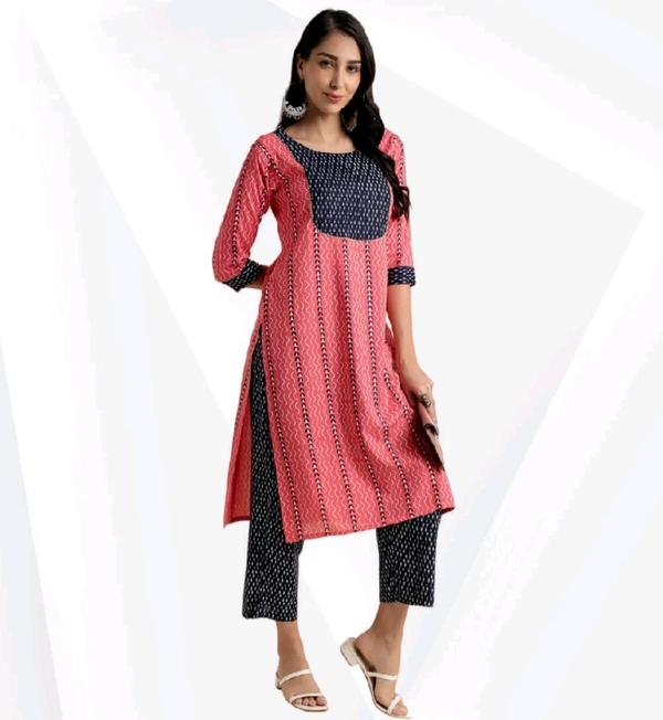 Viral Attire  Rayon Printed Straight Designer Kurta - As Image, M