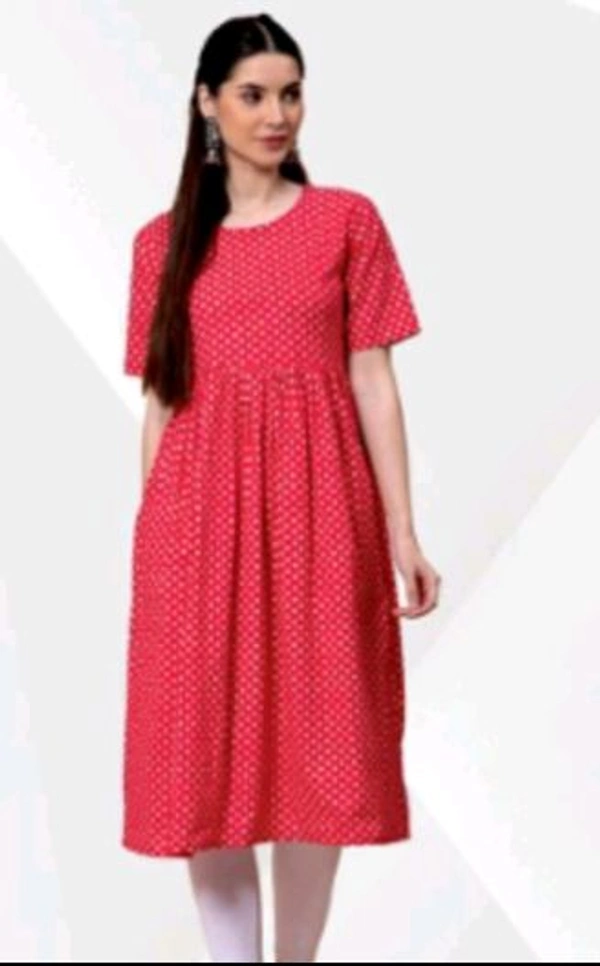 FANCLUB  FABCLUB COTTON PRINTED FLARED WOMEN KURTI 138 - Pink, XL