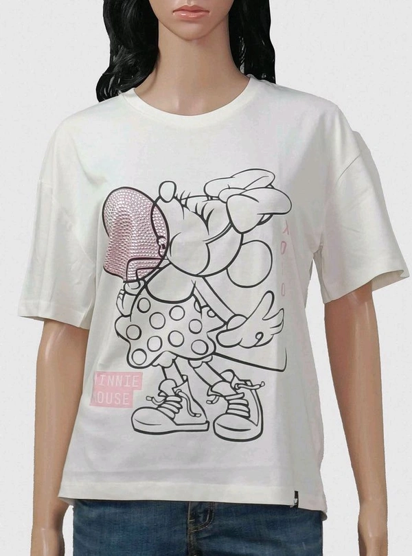 Disney Vira Attire  Ladies Studded White T-shirt - White, M