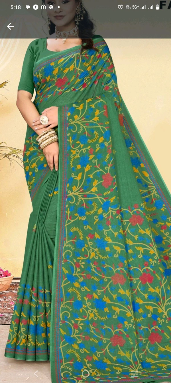 Minu Kashmiri Cotton (Vol-3) Saree (Malai Cotton) - 5.5, as image
