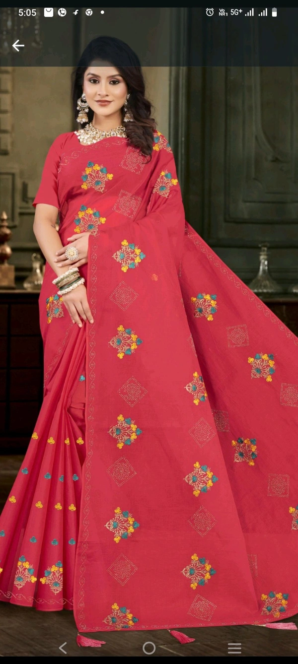Minu Diamond Embroidery Designer Saree 254 - 5.5, as image
