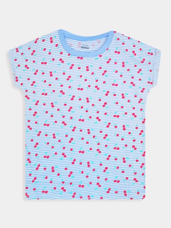 Zeema  Girls Printed Blue Shorty Set 1A1 - white / pink, 2-3y