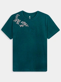 CUDAIDA Ladies Sequins Top 9A2 - Sherpa Blue, M