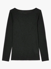 MarcPolo Ladies Slub Knit Long sleeve TSHIRT 7B1 - Black, XXS