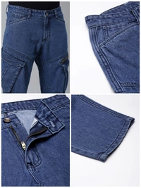 MENS DENIM  Navy cargo Jeans 6B1 - Navy Blue, 30