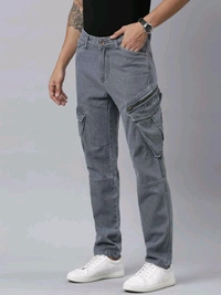 CINOCCI  MENS DENIM  Navy cargo Jeans 6C1 - Gray, 36