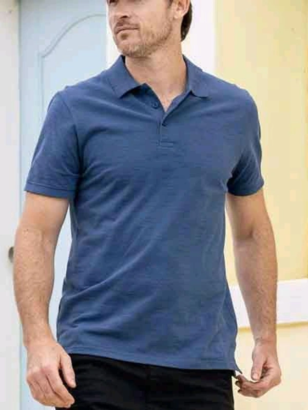 Mens Slub Textured Blue PoloT Shirt 2A3