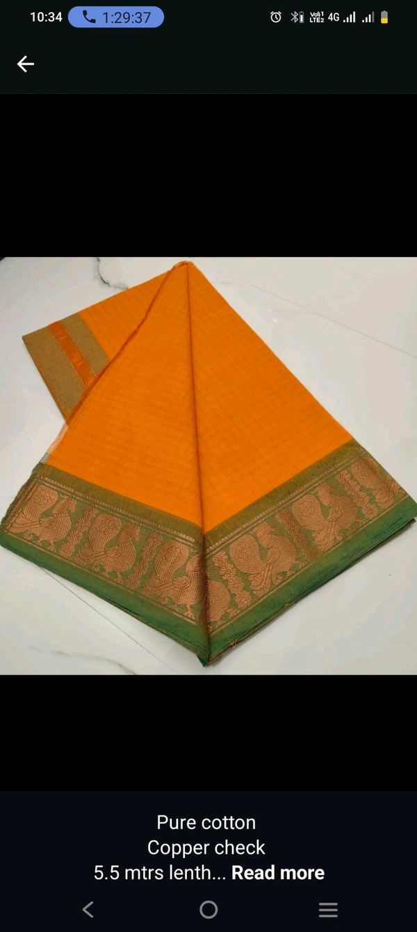 Chettinad Cotton Saree 001 - Yellow Orange, 5.5