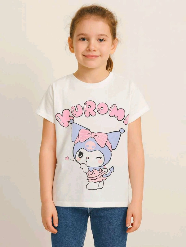 DISNEY  Girls Printed Tshirt OC3 - White, 6Y, 0.150