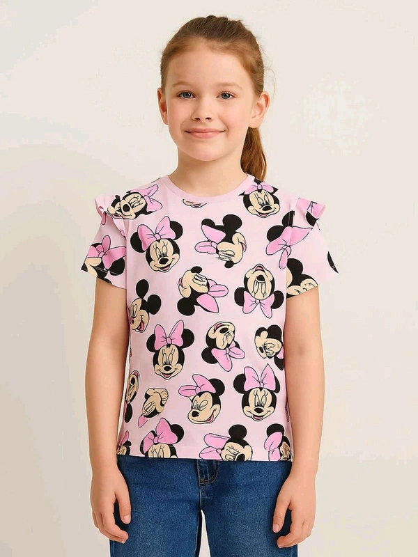 DISNEY  Girl Pink Aop T Shirt 2B6 - Pink, 10Y