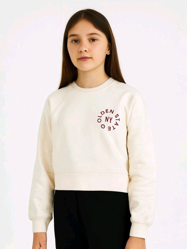AIBAI  Girls Off-white Pullover Fleece Sweatshirt 3C1 - Cream, 5Y, O.250